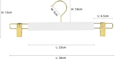 20 дерев'яних вішалок для одягу Amber Home 36 см: штани, шорти, спідниці, шкарпетки, білизна. Міцні, з антиковзними кліпсами та поворотним гачком