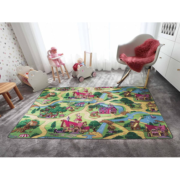 Вуличний килимок-різні мотиви і розміри-міцний дитячий килимок-високоякісний килимок для дитячої кімнати - ігровий килимок для хлопчиків і дівчаток (160 х 200 см, Candy Town)