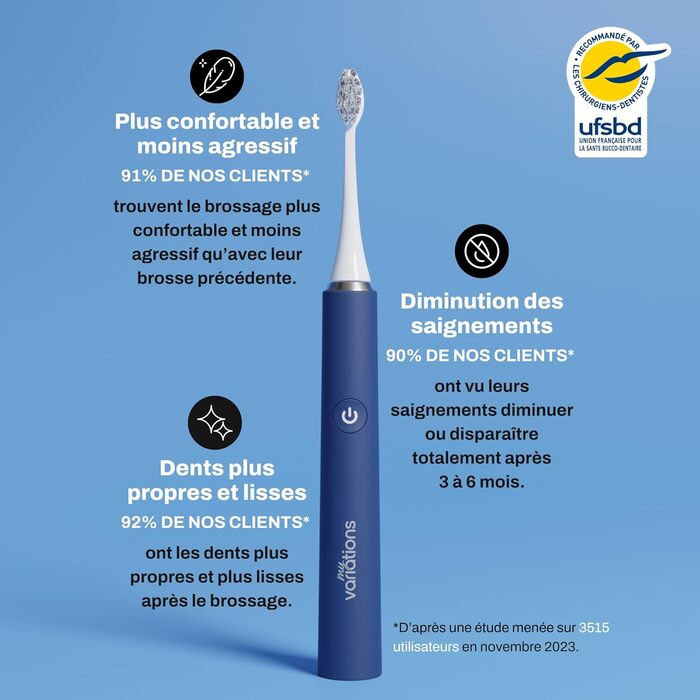Електрична зубна щітка My Variations Nachtblau: акумуляторна, 5 режимів, таймер 2 хв, 1 насадка