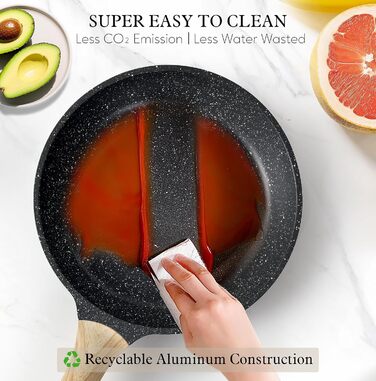 Набір каструль з кришкою для індукційних плит, 13 предметів, чорний гранітний набір посуду, антипригарне покриття без PTFE та PFOA