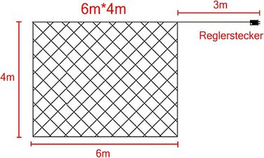 Мережа світлодіодного освітлення ACXIN 6x4 м, 480 теплих білих світлодіодів, 8 режимів, з можливістю затемнення, водонепроникність IP44, внутрішня/зовнішня