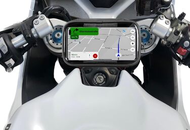 Тримач для мобільного телефону Ullermoto Supersport для мотоцикла з потрійним затискачем - Чохол для смартфона для глушіння керма - Тримач для мобільного телефону Сумка на кермо Мотоцикл - Чохол для мобільного телефону Розмір мотоцикла XL Pro Black