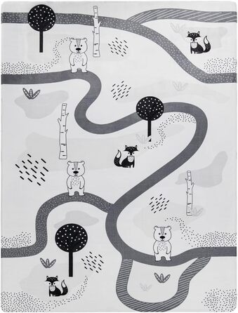 Дитячий дитячий килимок Дитячий килимок Дитячий килимок Вуличний ведмідь Лисяче дерево, колір сірий білий, розмір 120x160 см 120x160 см Сірий Білий