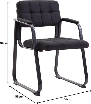 Зручний крісло для відвідувачів Canada B з підлокітниками та м'яким сидінням, для зони очікування, чорний колір