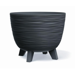 Квітчанка BirnePower Furu Ø 39,5 см, антрацит, 26 л – круглий горщик для квітів з ніжками, пластик, для дому та саду