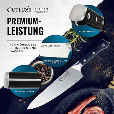 Ніж кухарський Cutluxe 20 см – кухонний ніж з німецької сталі, серія Artisan