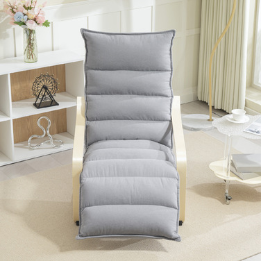 Крісло-релакс з берези, м'яке крісло з регульованою підніжкою, сучасне крісло з підлокітниками, світло-сіре