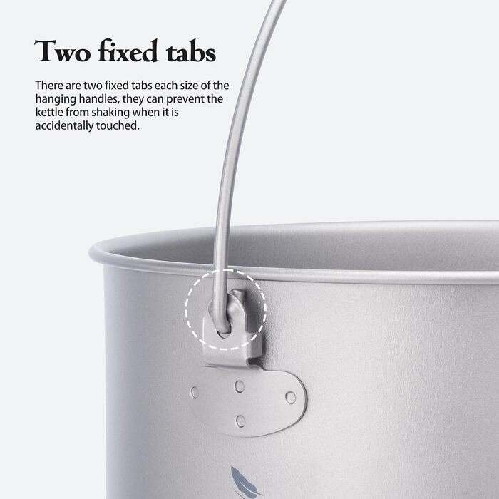 iBasingo 2.9L Титановий туристичний посуд з великою місткістю - казанок для кемпінгу, легкий похідний набір для приготування їжі, кухонні аксесуари з складною ручкою для 1-3 осіб (Ti2045C)