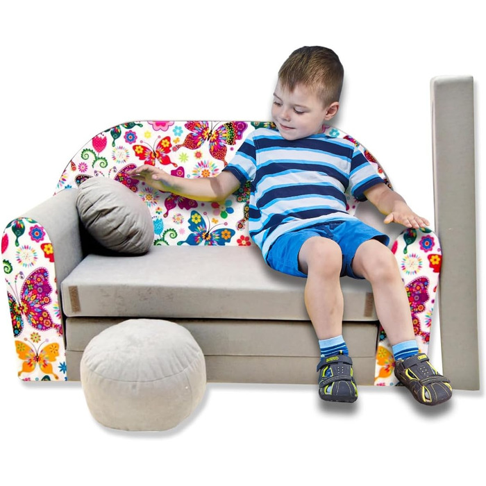 Дитяче диван-ліжко 3в1 з функцією висування, трансформер для дитячої кімнати, м'який пуф-крісло для дівчаток та хлопчиків, модель A33