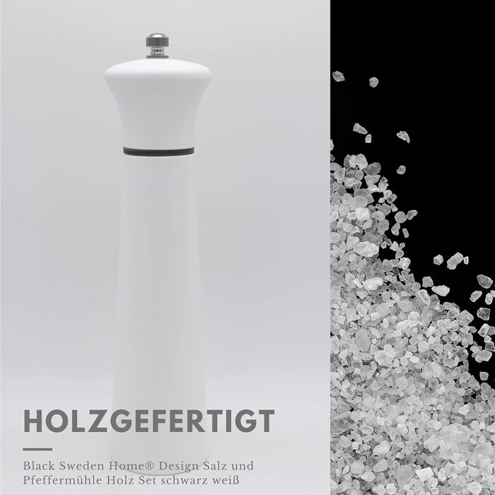 Дерев'яний набір для солі та перцю Black Sweden Home Design - 22 см - простий чорно-білий - керамічна кавомолка - великий млин для спецій - набір млинів для солі перцю - 2 шт. и