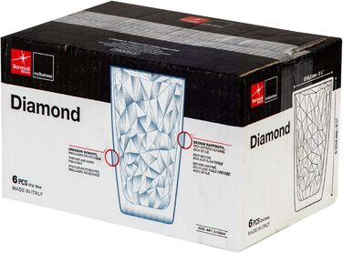 Бокали для лонгдрінку Bormioli Rocco Diamond Ocean Blue 470 мл, 6 шт. блакитні скляні