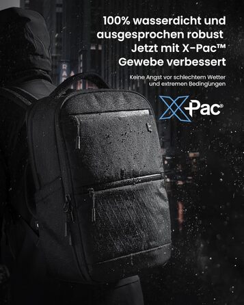 Рюкзак tomtoc X-Pac, Рюкзак для ноутбука преміум-класу для роботи, Подорожі, 15,6 дюймів, 30 л, Чорний