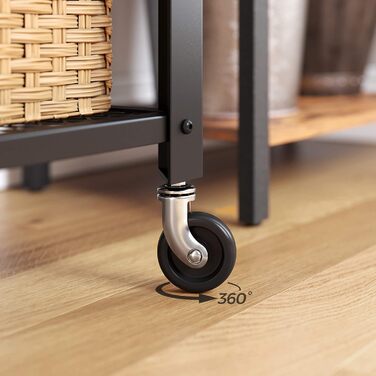 Сервісний столик VASAGLE з 3 ярусами, вінтажний, рустикальний, з роликами, для кухні та вітальні, міцний, з дерев'яною платформою, LRC78X