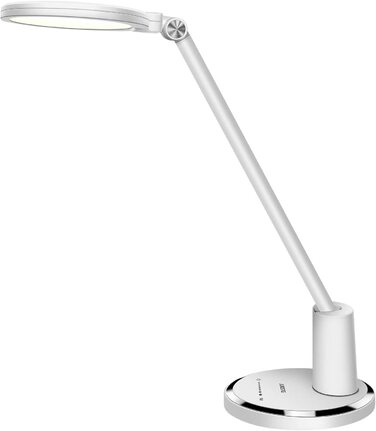 LED настільна лампа JUKSTG 12W з торканням, диммуванням, 5 кольорів, захистом для очей, для офісу, читання, роботи, дітей (біла)