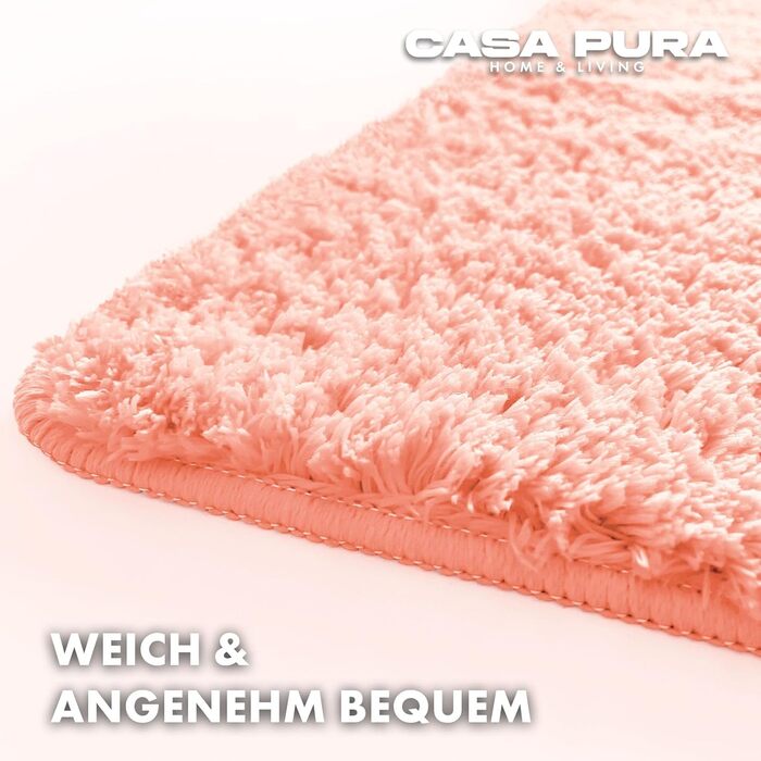 М'який килимок для ванної кімнати Casa Pura Rosa Sky, 80x150 см - Шерстистий, нековзний, для душу, рожевий