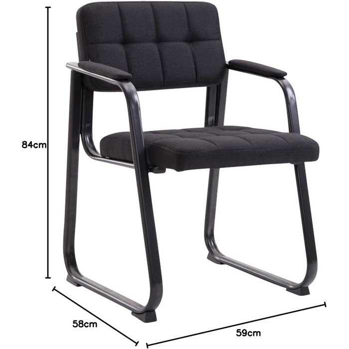 Зручний крісло для відвідувачів Canada B з підлокітниками та м'яким сидінням, для зони очікування, чорний колір