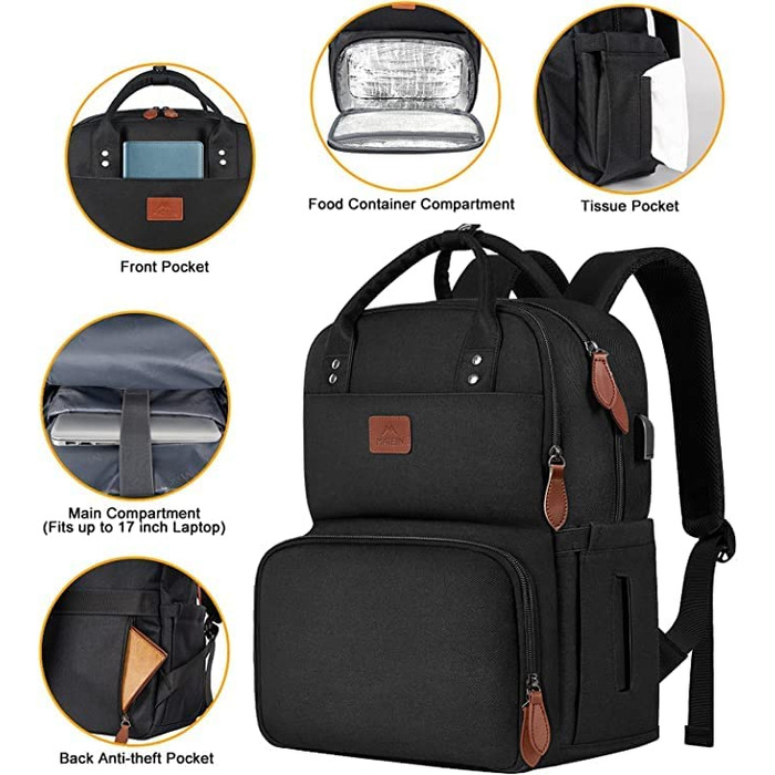 Рюкзак для пікніка MATEIN з USB-портом 17" чорний
