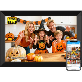 Цифровий фоторамка FRAMEO з Wi-Fi, 32GB, 10.1 дюймів, IPS LCD, сенсорний екран, Smart Cloud, автоматичне обертання. Діліться моментами через додаток Frameo