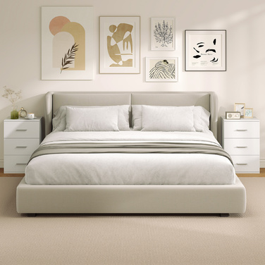 Приліжкова тумбочка з 3 висувними ящиками, комод для спальні, МДФ, білий