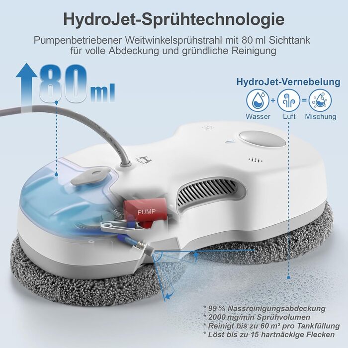 Робот-прибиральник вікон HUTT S7 з функцією розпилення, 5500Pa, 3D-подушка, 80мл бак, автоматичний, з багаторазовим захистом, 8 мікрофібра, у кейсі