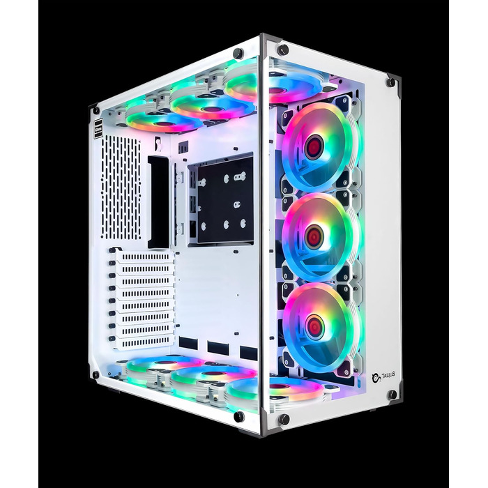Ігровий корпус Talius Cronos Frost ATX з гартованим склом, ARGB вентиляторами Iris, білий колір