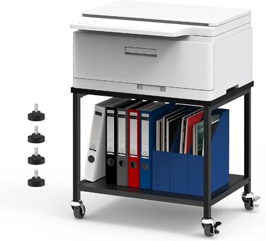 Підставка для принтера Smusei біла, 2-рівнева, з роликами, дерев'яна, для офісу, дому, школи, 42 x 30 x 35 см