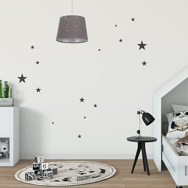 Лампа для дитячої кімнати Relaxdays Stars, підвісна лампа для дівчаток, мотив зоряного неба, E27, круглий тканинний парасольку, 122 x 27 x 27 см (синій)