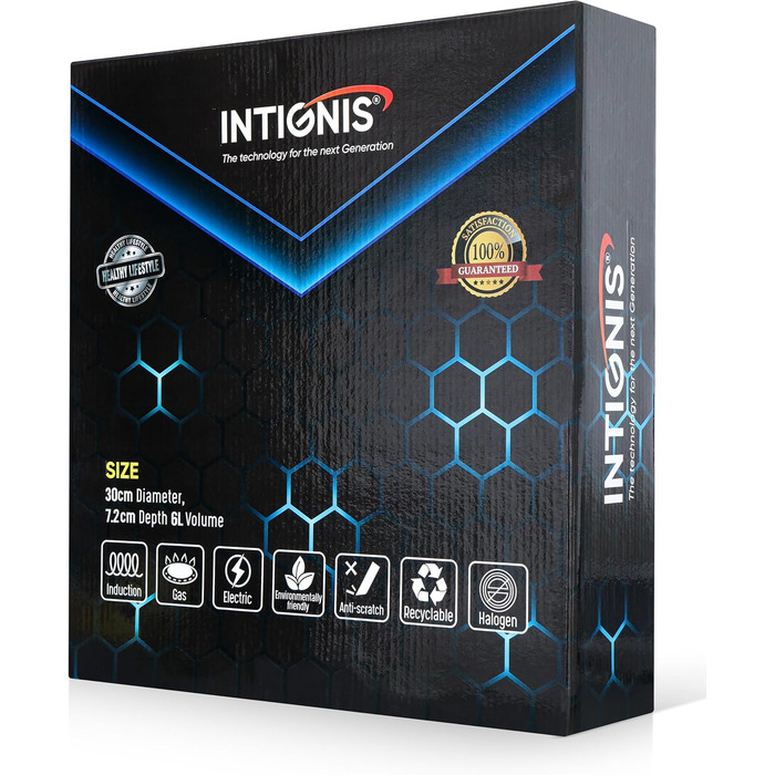 Сковорода INTIGNIS® з кришкою – 30 см / 12 дюймів / 6 л – з антипригарним покриттям | Стійка до подряпин | Глибока | Без хімікатів | Сковорода з нержавіючої сталі