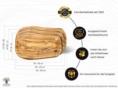 Подарунковий набір SOLTAKO з 3 предметів дошка для стейка з оливкового дерева, обробна дошка, сервірувальна дошка, дошка для сиру, натуральний зріз, 3 розміри, поглиблення для соку (макс. 60 символів)