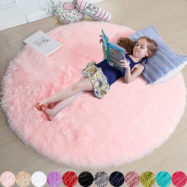 Килимок Lightlux Round Shaggy Shaggy Shaggy Rug, Easy Care, Рожевий, Ø 150 см, 153153 см