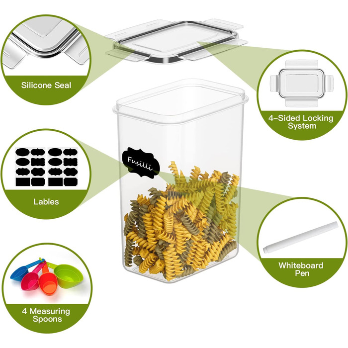 Набір банок для зберігання Withosent, герметичних, 16 шт. , кухонний ящик для зберігання з пластиковою кришкою, контейнер для зберігання, коробка для зберігання, органайзер
