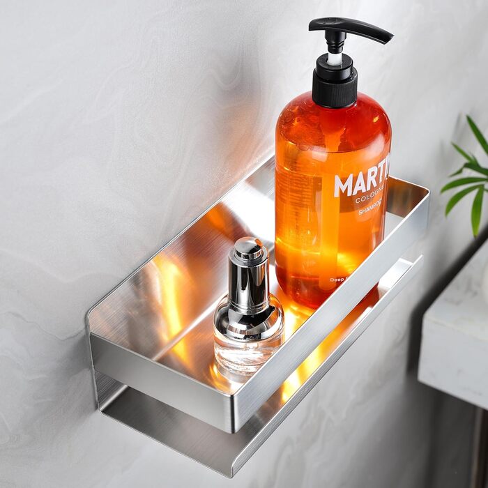 Підставка для душу без свердління - Дзеркальний кошик для ванної кімнати. Полиця для шампуню та гелю для душу, кухонна полиця без свердління. Нержавіюча сталь, економія місця