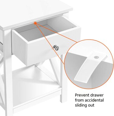 Журнальний столик Yaheetech з шухлядою та полицею, білий, для вітальні та спальні, скандинавський дизайн