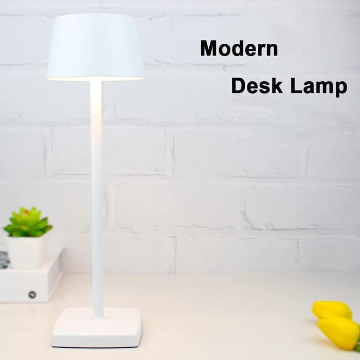 Настільна лампа бездротова 2 шт., 6000mAh, цинковий сплав, IP54, регулювання яскравості, тепле світло, для дому та закладу