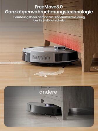 Робот-пилосос LEFANT M2 з функцією миття, 6000Pa, LiDAR-навігація, зони заборони, керування через APP/Alexa, для шерсті тварин, килимів та твердих підлог