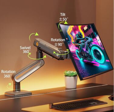 Кріплення для монітора NB Ergonomic A6 сірого кольору, підходить для моніторів 27-50 дюймів, навантаження до 18 кг, VESA 75/100 мм