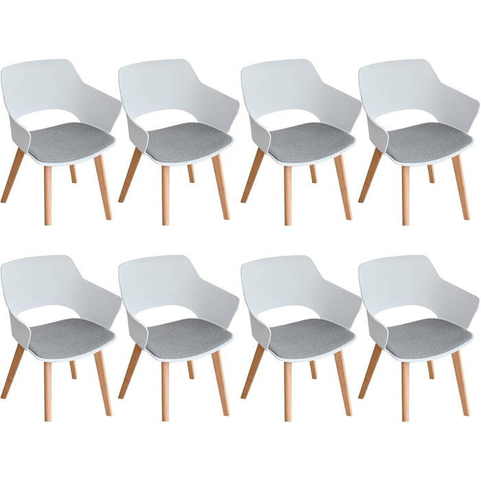 Набір кухонних стільців GrandCA HOME, 8 шт. з масивних дерев'яних ніжок, оббивка, зелений колір, для кухні, вітальні, спальні