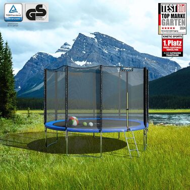 Батут вуличний KINETIC SPORTS Salto Plus Ø183 см з сіткою, драбиною та захисним покриттям - для дітей