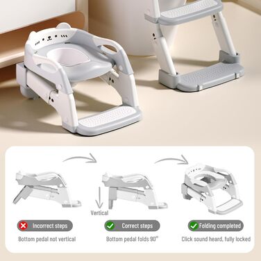 Дитячий унітаз-сходи 3-в-1 з поручнями, регульований по висоті, сірий. Тренажер для привчання до горщика