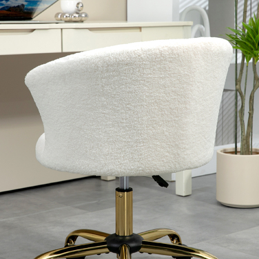 Крісло для офісу з регулюванням висоти, з м'якою оббивкою, що імітує плюшевий фліс, розмір 58 x 56 x 68-76 см, колір білий