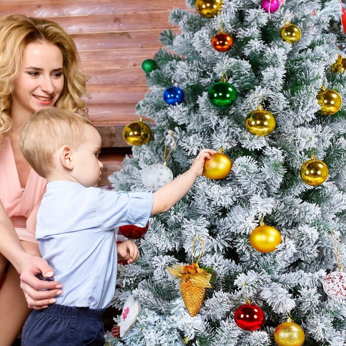 Штучна ялинка Yaheetech зі снігом 183 см (діаметр 120 см), 820 гілок, з металевим підставкою, швидкий монтаж, складана конструкція для Нового року