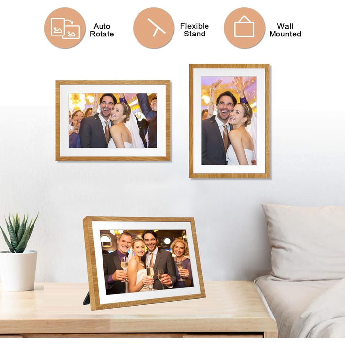Цифровий фоторамка Frameo з Wi-Fi, 10.1 дюйма, 32GB, сенсорний екран, автоповорот, сумісність з додатком Frameo