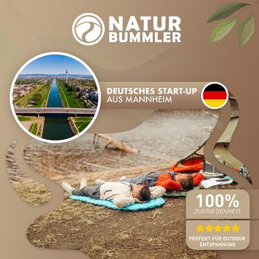 Надувний туристичний килимок Naturbummler 195x56 см, легкий, компактний, CO2-нейтральний, швидке надування, ізоляційний мат для кемпінгу та відпочинку на природі