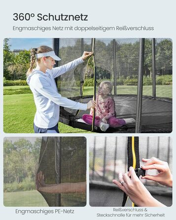 Батут SONGMICS вуличний Ø366 см з захисною сіткою, драбиною та м'якими стійками, чорний