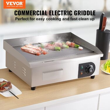 Електричний гриль VEVOR 54 x 30 см, 3000W, з регулюванням температури 50-300°C, для комерційного використання, легко чиститься