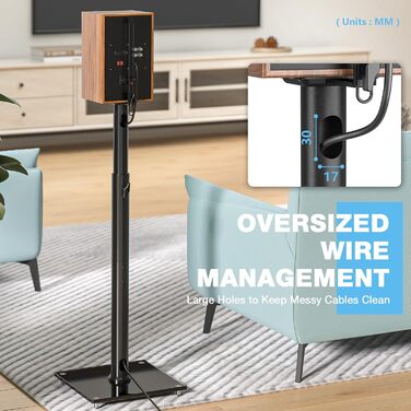 Підставка для колонок 5Rcom з кабелепроводом, регульована по висоті, пара. Підходить для саундбарів, студійних моніторів та колонок. Максимальне навантаження: 5 кг