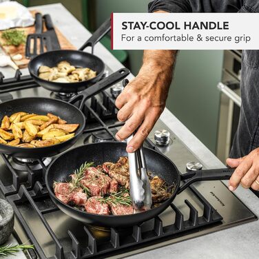 Сковорода-гриль KitchenAid 28 см Classic з антипригарним покриттям, алюміній, для індукційних плит, сумісна з духовкою до 160°C, можна мити в посудомийній машині