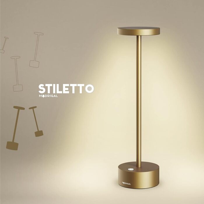 LED-лампа Neu Stiletto IP54 - бездротова, USB-C, для дому та ресторану (Темне Золото)