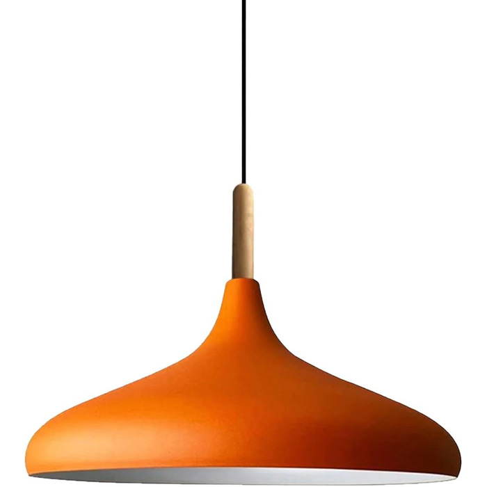 Підвісний світильник Дерев'яний і металевий обідній стіл Підвісна лампа Обідній стіл, підвісний світильник для вітальні, підвісний кухонний світильник E27, підвісний світильник для спальні, вітальні (помаранчевий, 35 см)