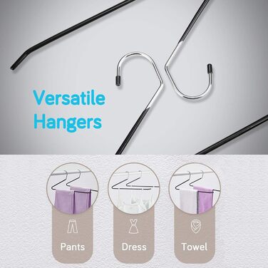 IPOW 24 шт. міцні вішалки для одягу з відкритим кінцем, металеві, для джинсів, економія місця, антикорозійні, з гумовим покриттям, легко ковзають